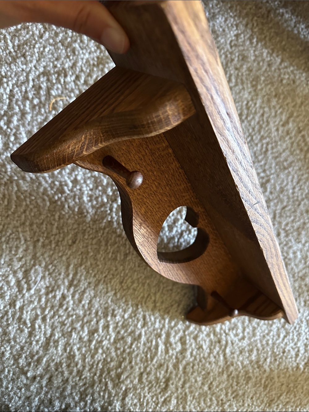 Rustic Brown Wooden Heart Shelf - Picture 4 of 7